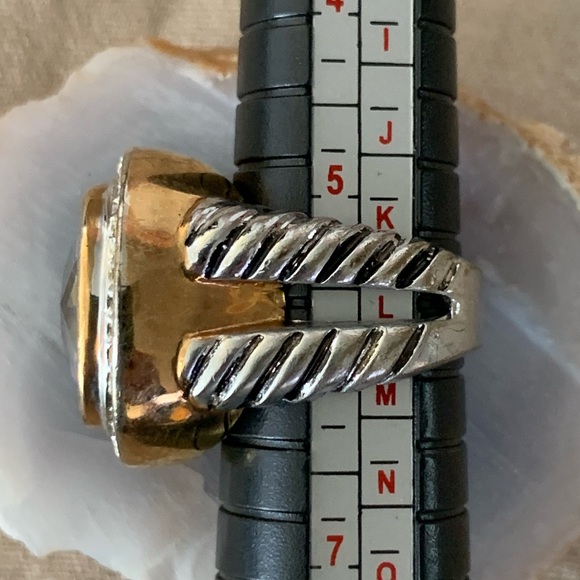 18K GE Gold and Silver Crystal Vintage Cocktail Ring - Picture 8 of 10